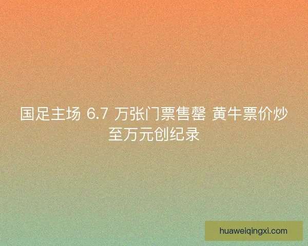国足主场 6.7 万张门票售罄 黄牛票价炒至万元创纪录